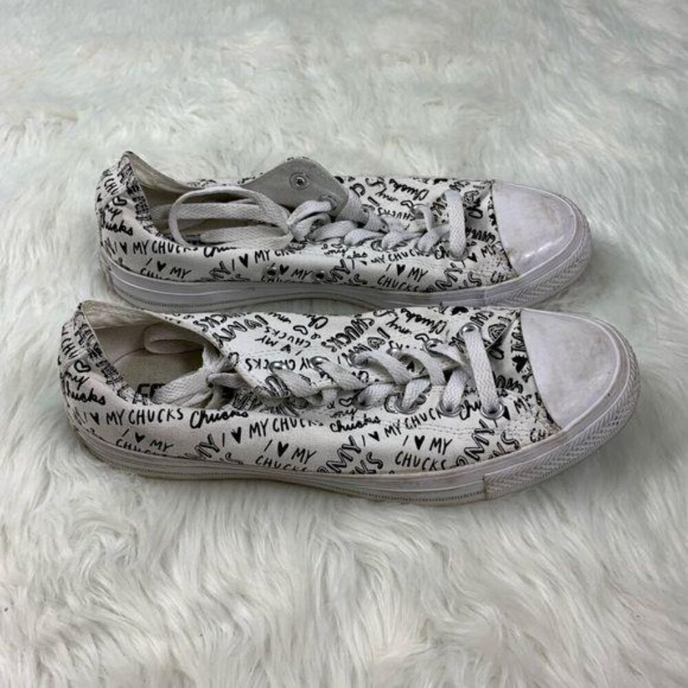 Converse Chuck Taylor All Star "I Love My Chucks" White Sneakers - Picture 2 of 5